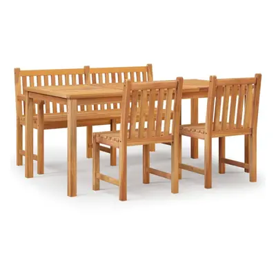 (bench + 2x chair + table) vidaXL Solid Wood Teak Garden Dining Set Patio Table Furniture Multi 