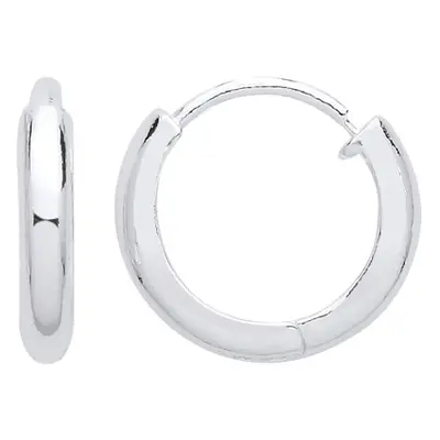 Jewelco London Ladies Sterling Silver Polished Huggie Hoop Earrings 14mm - ER111