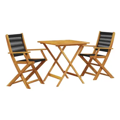 vidaXL Bistro Set Piece Outdoor Bar Set Black Polypropylene and Solid Wood