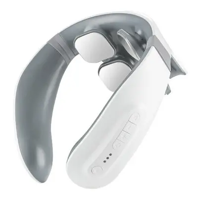 (White) Smart Neck Meridian Massager Head TENS Pulse Heating Cervical Massager Voice/Remote Cont