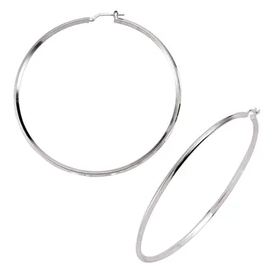 Jewelco London Ladies Sterling Silver Round Tube Polished Hoop Earrings 65mm - ER21