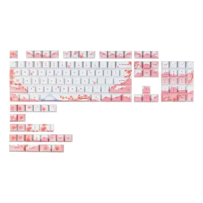 128 Keys Cherry Blossoms Keycap Set Cherry Profile PBT Five-sided Sublimation Mount Fuji Sakuras