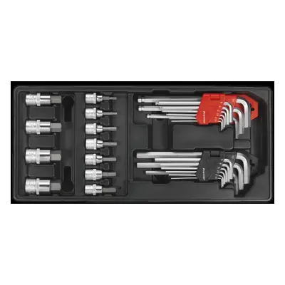 Tool Tray with Hex/Ball-End Hex Keys & Socket Bit Set 29pc