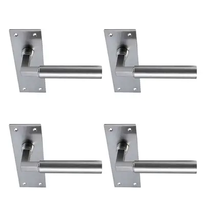 4x PAIR Round Bar Handle on Slim Latch Backplate x 50mm Satin Nickel