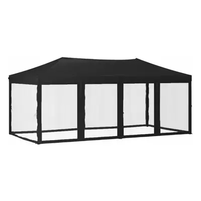 (black) vidaXL Folding Party Tent with Sidewalls Pavilion Marquee Multi Colours/Sizes