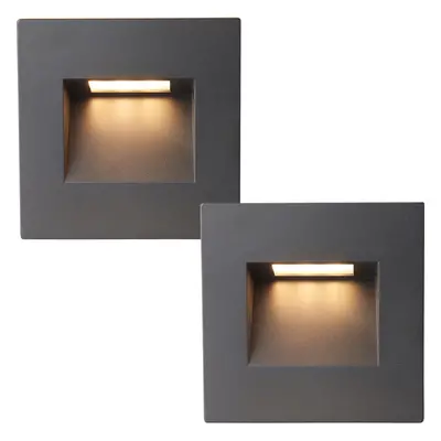 2 PACK Square Outdoor Pathway Guide Light - 1.5W Indirect CCT LED - Black Pc