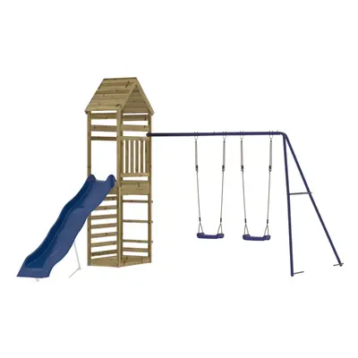 (solid impregnated pinewood) vidaXL Outdoor Playset Playhouse Play Tower Playground Set Solid Wo