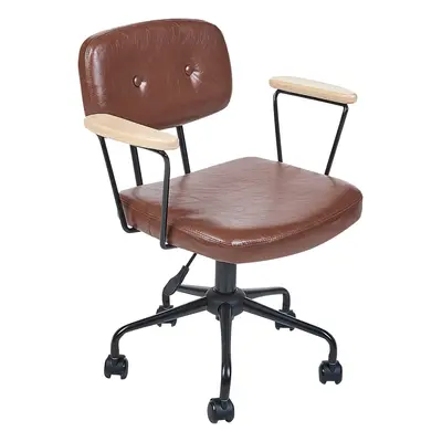 Faux Leather Desk Chair Brown ALGERITA