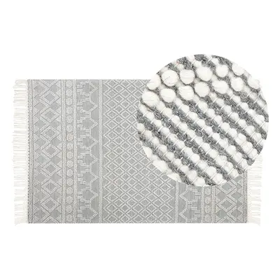 Wool Area Rug with Geometric Pattern x cm Beige and Grey SOLHAN