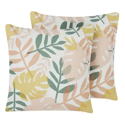 Set of Outdoor Cushions Leaf Motif x cm Multicolour TEGEA