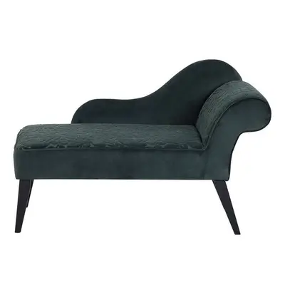 Right Hand Velvet Chaise Lounge Green BIARRITZ