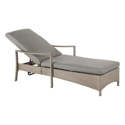 Sun Lounger with Cushion PE Rattan Taupe VASTO