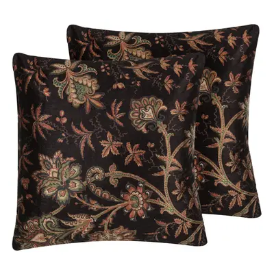 Set of Cushions Flower Print x cm Multicolour KARUR