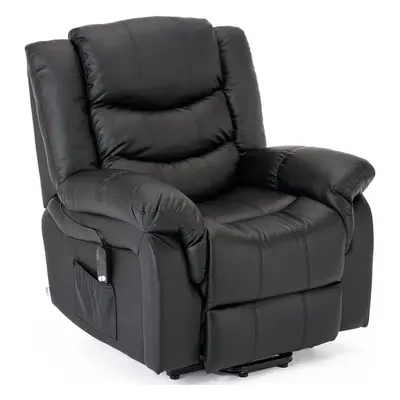 (Black) Seattle Electric Rise Leather Recliner Armchair Sofa Home Lounge Chair