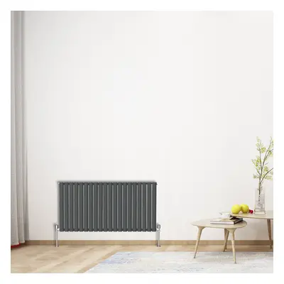 (Horizontal 600x1180mm - Single) NRG Oval Column Designer Radiator Bathroom Central Heating Anth