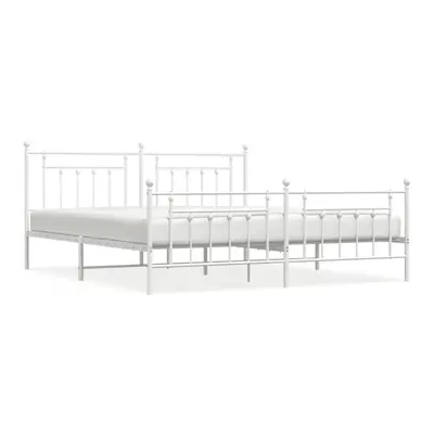 (white, x cm/with headboard & footboard) vidaXL Metal Bed Frame Bedroom Bed Base Bedstead Metal 