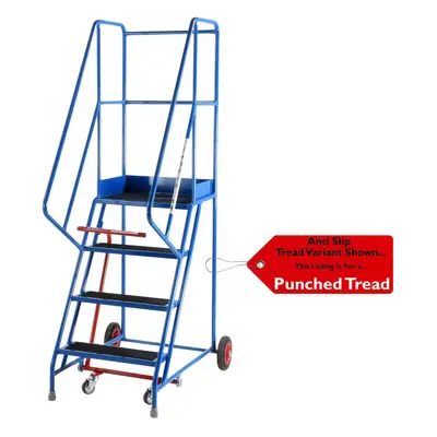 4 Tread Mobile Warehouse Stairs Punched Steps 2m EN131 BLUE Safety Ladder