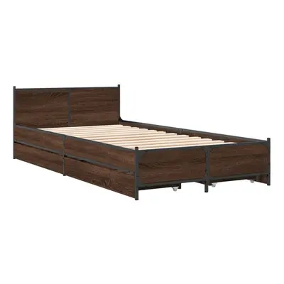 (brown oak, x cm) vidaXL Bed Frame with Drawers Bed Base Mattress Foundation Engineered Wood