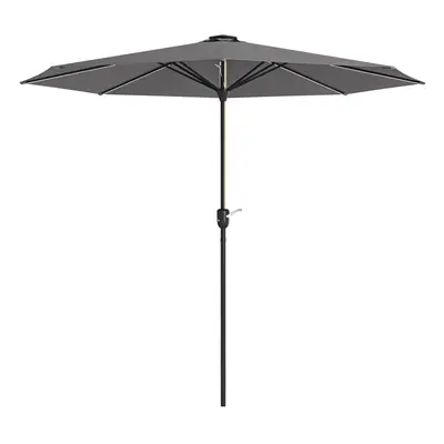 Outsunny Solar Patio Garden Parasol with Lights for Outdoor, Charcoal Grey