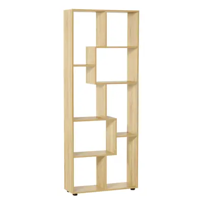 HOMCOM Multipurpose 8-Grid Bookshelf Decorative Shelf, Bathroom, Kitchen Oak