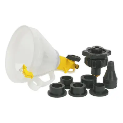 Automotive Coolant Filler Set - Six Reservoir Adaptors - Built-in Shut-Off Valve