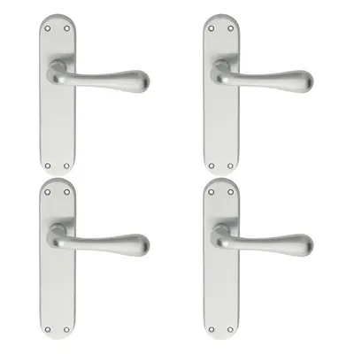 4x PAIR Smooth Round Bar Handle on Latch Backplate x 40mm Satin Chrome