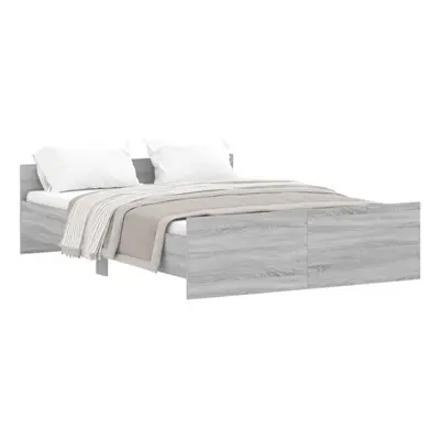 (grey sonoma, x cm) vidaXL Bed Frame with Headboard and Footboard Mattress Foundation Bed Base