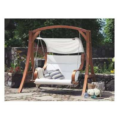 Wooden Garden Swing with Canopy - Beige APRILIA