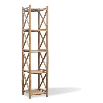 5-Tier Square Bamboo Standing Shelf Storage Bookcase Display Unit Organizer