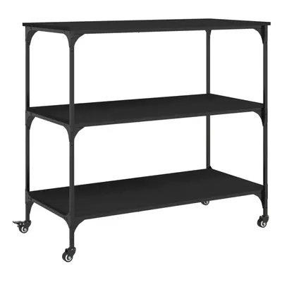 vidaXL Kitchen Trolley Rolling Cart Storage Cart Trolley Black Engineered Wood