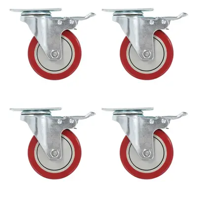 (24 pcs) vidaXL Swivel Casters with Double Brakes 100mm Furniture Wheels Trolley Caster