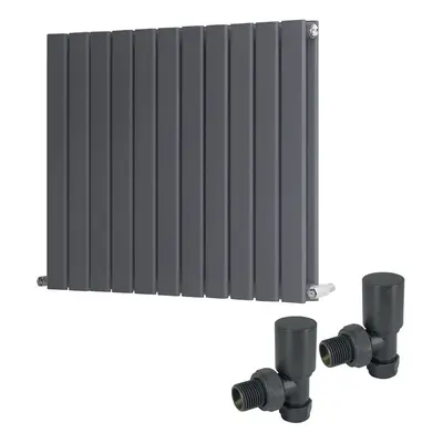 (600 x 750mm Double) Warmehaus Flat Panel Horizontal Vertical Radiator with Angled Valves