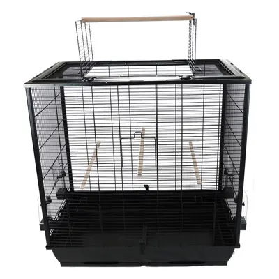 Black Bird Cage For Cockatiel Budgie Perches Feeders - The Waldorf