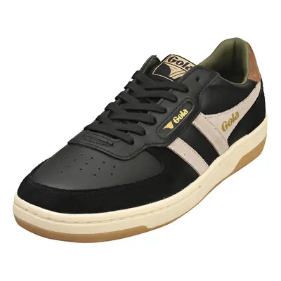 (7) Gola Hawk Mens Casual Trainers in Black Grey