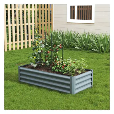 (Grey) Outdoor Galvanized Steel Garden Bed