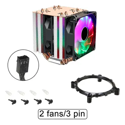 (2 Fans/3 pin) Copper Tube Ultra-Quiet Color CPU Cooling Fan Dual/Triple Fan