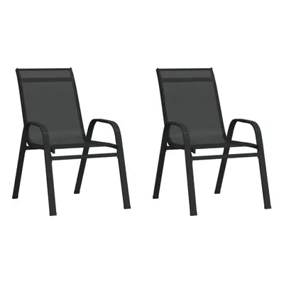 (black, 2) vidaXL Stackable Garden Chairs Outdoor Chairs Dining Chair Textilene Fabric