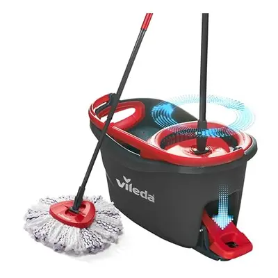 Vileda Turbo in with Microfibre Pad, Spin Mop For Cleaning Floors, Set Of 1x Mop And 1x Bucket, 