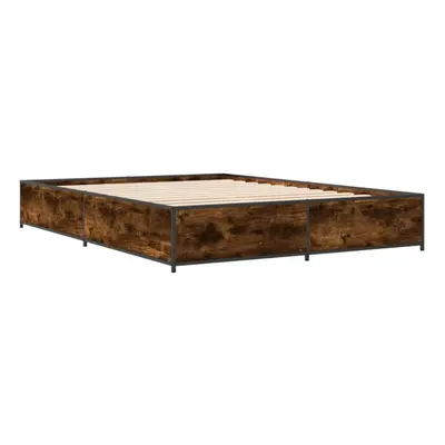 (smoked oak, x cm) vidaXL Bed Frame Bed Base Sonoma Oak 160x200 cm Engineered Wood and Metal