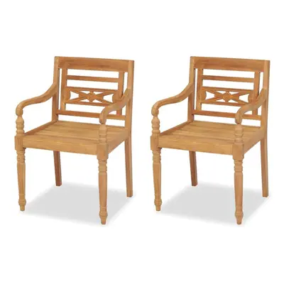 vidaXL 2x Teak Batavia Garden Chairs 55x51.5x84cm Patio Dining Furniture Seat