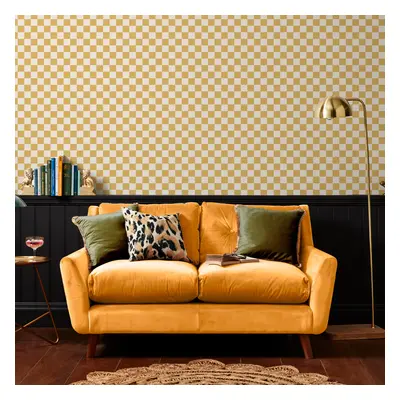 Envy Check me Out Butterscotch Yellow Checkered Wallpaper