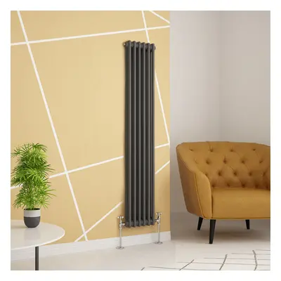 (1500 x 290mm Double, Anthracite) PlumbGalaxy Traditional-Style Cast Iron Radiator