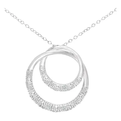 Jewelco London 9ct White Gold Round 10pts Diamond Circle Pendant Necklace inch 46cm - PP0AXL4217