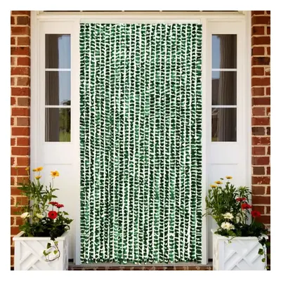 vidaXL Insect Curtain Green and White 100x220 cm Chenille Doorway Screen Blind