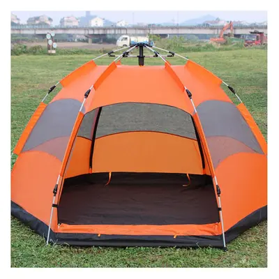 (Orange) People Automatic Pop Up Instant Large Tent Waterproof Outdoor Camping Family UV Sunshad