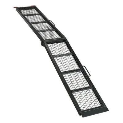 360kg Steel Mesh Folding Loading Ramp - Secure Strap & Hook - Van Loading