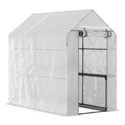 Outsunny Walk in Greenhouse w/Shelves Steeple Grow House 186x x 190cm White