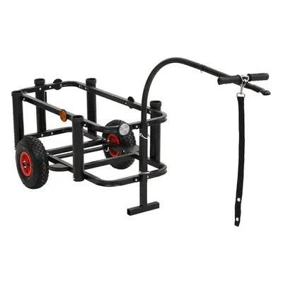 (without bag) vidaXL Fishing Trolley Outdoor Beach Wagon Hand Cart Bike Trailer Black Steel