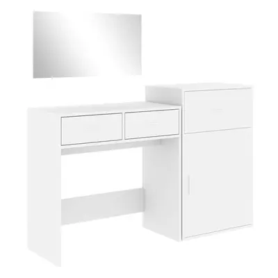 vidaXL Dressing Table Set Piece Makeup Cosmetic Table White Engineered Wood