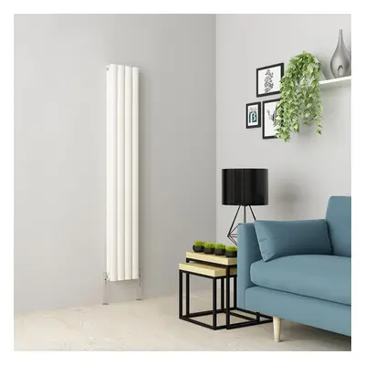 (1600 x 237mm Double, White) Oval Tube Designer Radiator